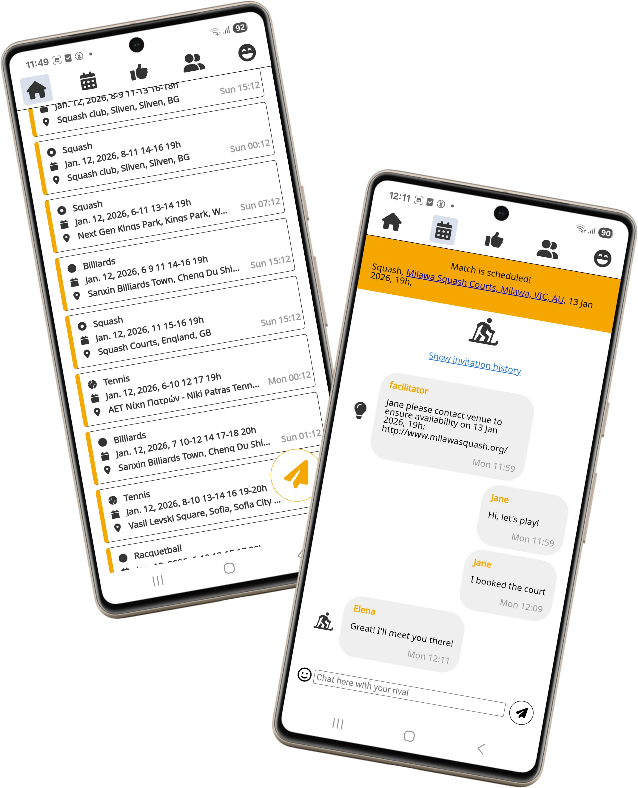 Screen-shots of Feed and Chat