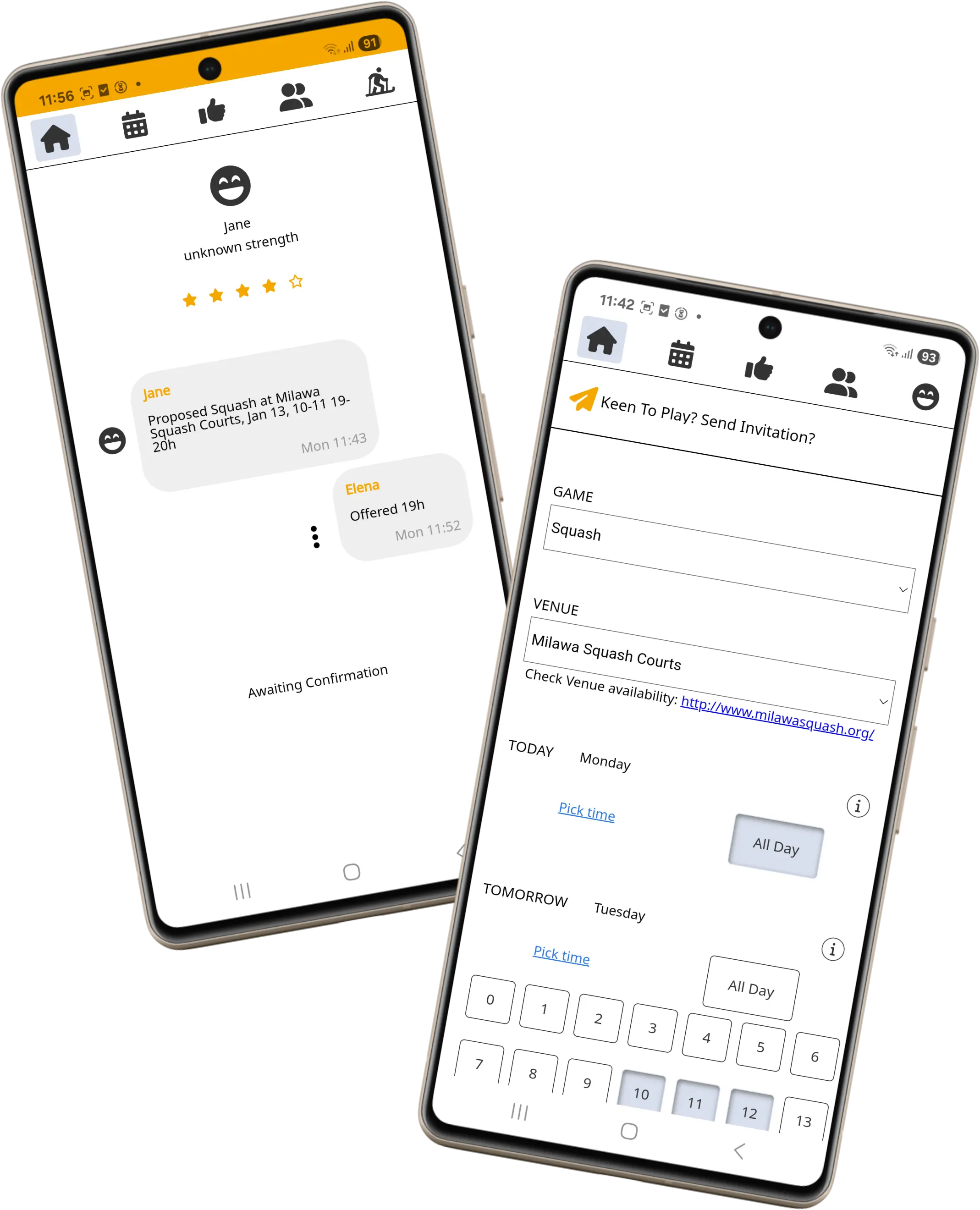 Screen-shots of Invite and Offer